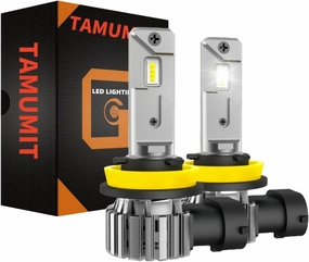 H11 Bulbs 800% Brighter 50,000LM 6500K White – H8/H9/H16 Mini Fog Light Bulb 1:1 Size High Low Beam Bulbs – 60,000Hrs, IP67 Waterproof (2-Pack)