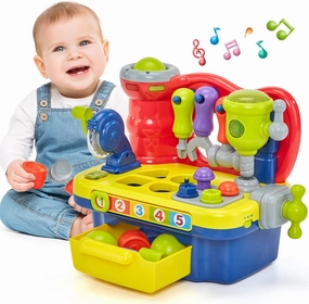 hahaland Toddler Toys for Boys Girls Gifts for Ages 2 Multifunctional Music Light Workbench for Baby Boy Toy for 2-Year-Old