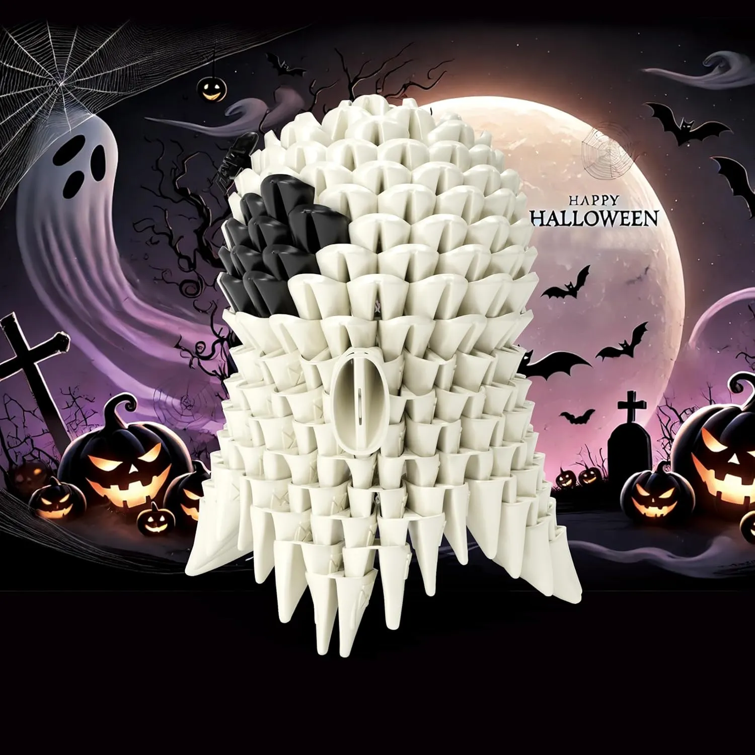 Halloween 3D Soft Building Blocks, Soft Assembling Building Kits Pressure-Relief Toys Interlocking Block Sets (Brick-Boo Ghost)