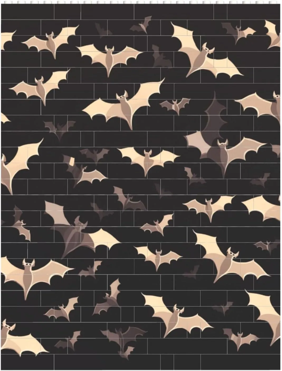 Halloween Flying Bats Building Block Puzzle Personalized Building Bricks for Adults Square Shaped DIY Brick Block Puzzles Valentine's Day Gifts for Home Decor Brick Puzzle