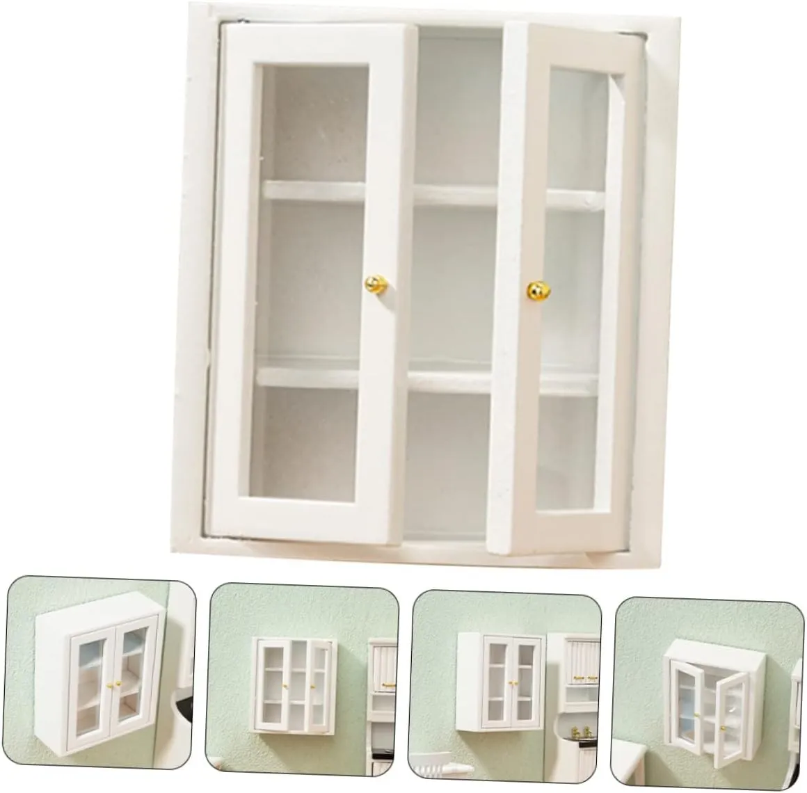 HANABASS 2pcs Miniature Cabinet Dollhouse Furniture Model Chic Tiny Home Decor for Micro Landscape Layouts for Play Elegant Display Cabinet for Mini House Accessories
