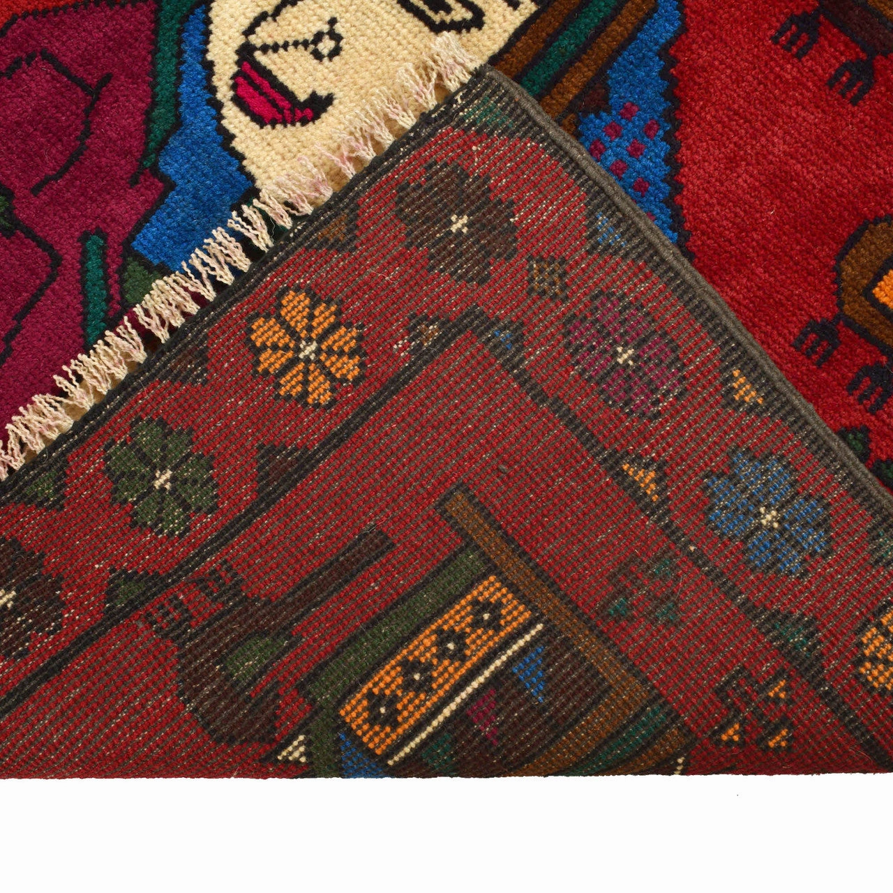Hand Knotted  Pashtun War Rug Traditional Wool Afghan Pictorial Rug