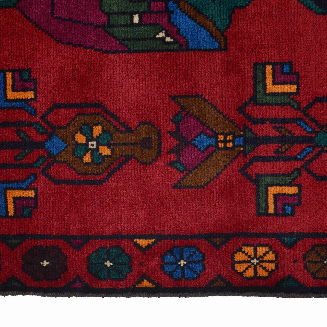 Hand Knotted  Pashtun War Rug Traditional Wool Afghan Pictorial Rug