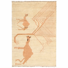 Hand Knotted  Pashtun War Rug Traditional Wool Pictorial Rug