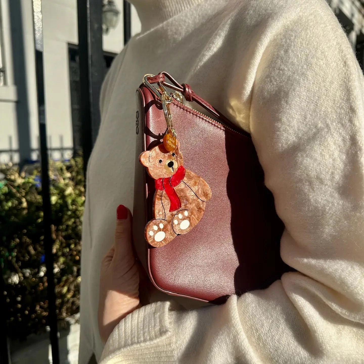 Hand-Painted Teddy Bear Bag Charm   Keychain