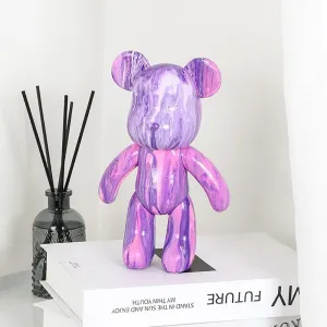 HANDA 13.4 inch DIY Painting Teddy Bear Violent Bear Kit Set Fluid Painting Creative Home Decorations Handmade Doll Figurine Toys Gift for Birthday Valentine's Day (13.4 inch, White Pink Purple)