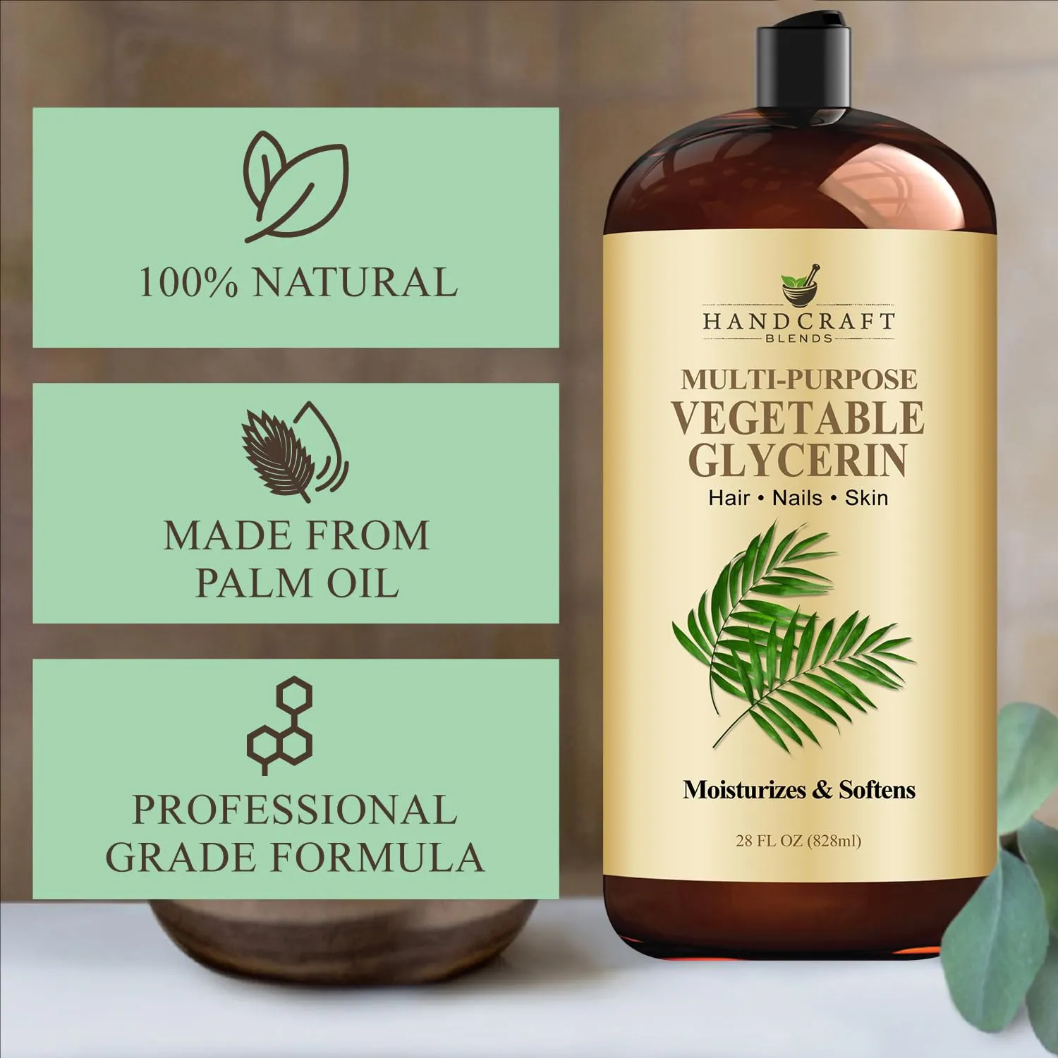 Handcraft Blends Vegetable Glycerin/Glycerine - for DIY Blends 28 Fl Oz - 100% Pure and Natural - Premium Grade Oil for Skin and Hair - Hair and Body - Massage
