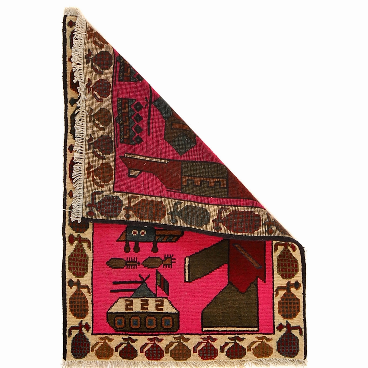 Handmade Traditional Wool Rug Afghan AK-47 Riffle Oriental Rug