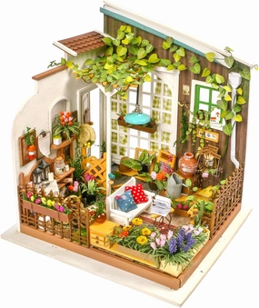 Hands Craft DIY Miniature Dollhouse Kit - Miller's Garden 3D Model Tiny House Building with LED Lights Wood Prefabricated Pieces Puzzle 1:24 Scale Crafts for Adults and Teens DG108