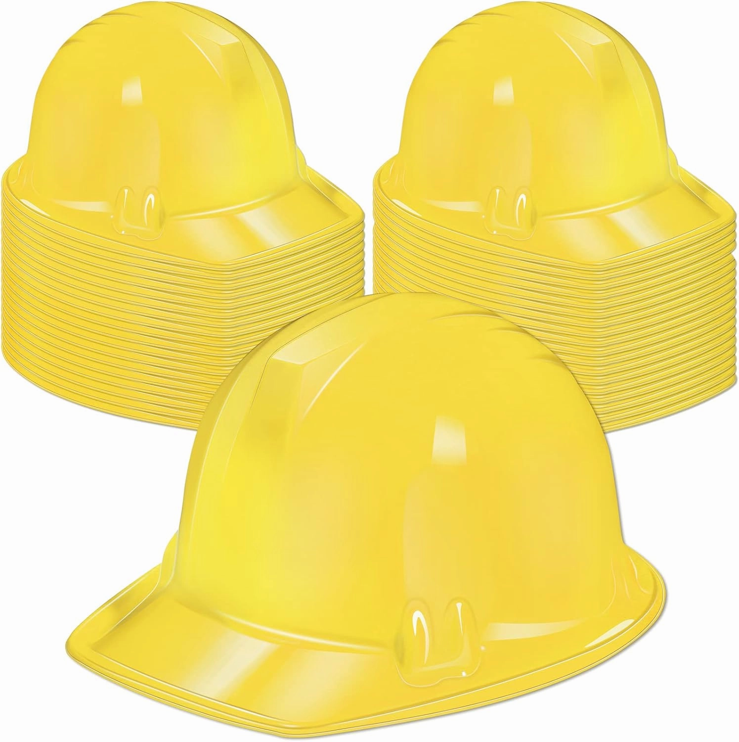 Haysandy 60 Pcs Plastic Construction Hat Bulk Toy Construction Hats Building Worker Party Caps Theme Favor Caps for Dress up Birthday Party Supplies(Yellow)