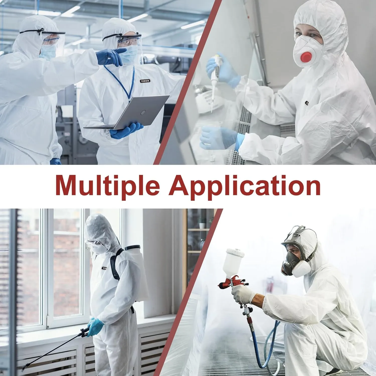 Hazmat Suit Disposable Coverall | Heavy Duty Full Body Paint Coverall & Suit in 7 Sizes with Multiple Specifications for Men & Women With Hood - Breathable & Water Resistant - X-Large, White, 5