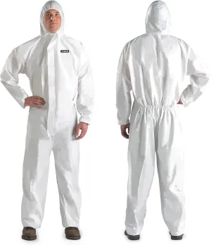 Hazmat Suit Disposable Coverall | Heavy Duty Full Body Paint Coverall & Suit in 7 Sizes with Multiple Specifications for Men & Women With Hood - Breathable & Water Resistant - X-Large, White, 5