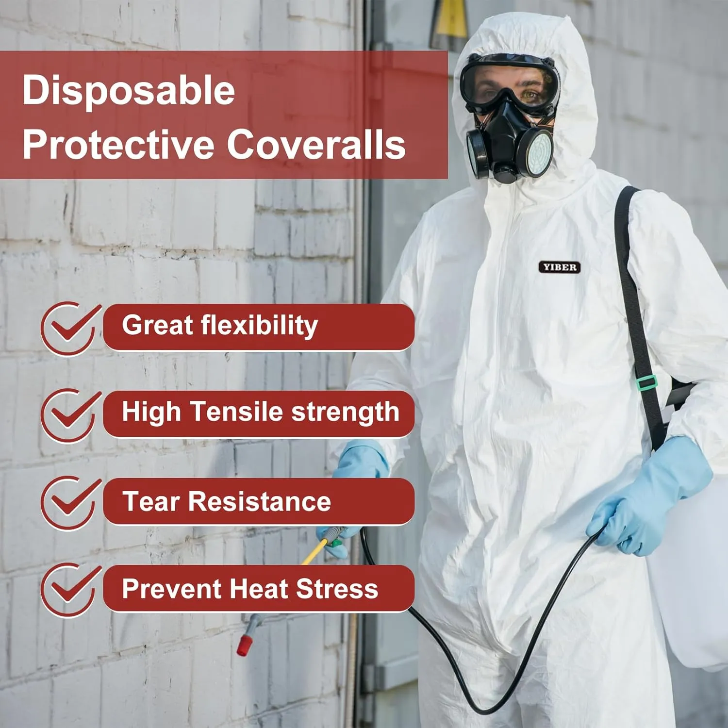 Hazmat Suit Disposable Coverall | Heavy Duty Full Body Paint Coverall & Suit in 7 Sizes with Multiple Specifications for Men & Women With Hood - Breathable & Water Resistant - X-Large, White, 5