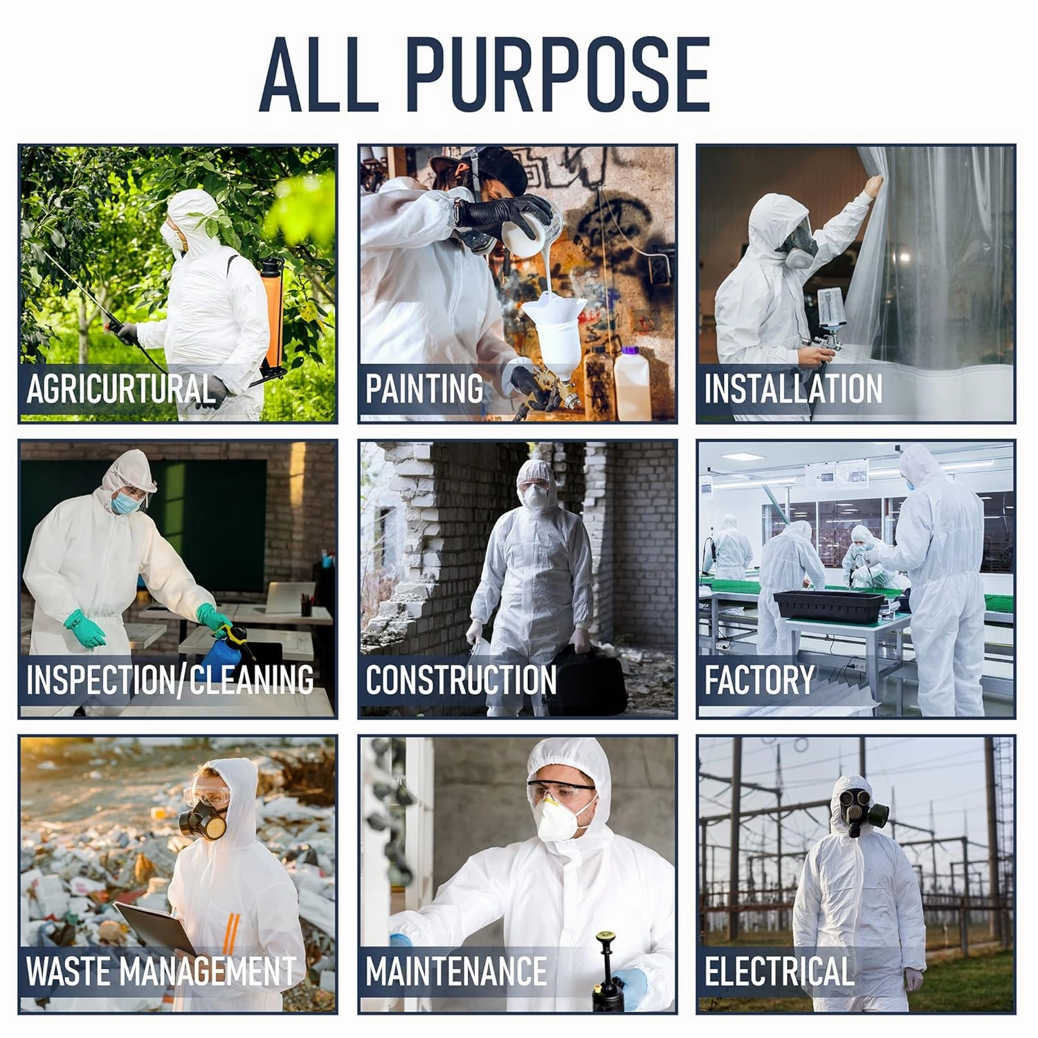 Hazmat Suits Disposable | 25 Pack, Medium | Non-Hooded Protective Coveralls - Heavy Duty Full Body Painters Suit for Men & Women Without Hood - Breathable & Water Resistant - Medium