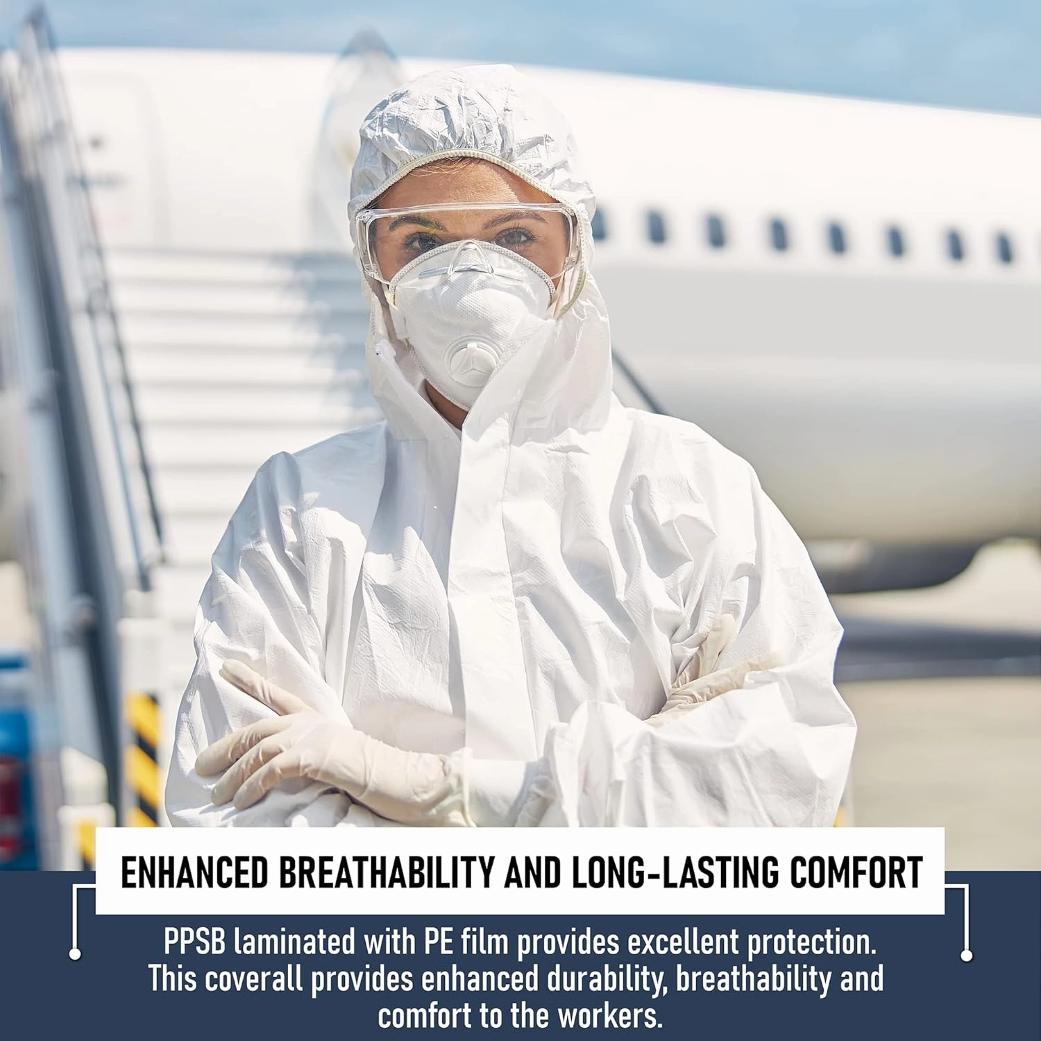 Hazmat Suits Disposable | 9 Size Options | With Hood, Heavy Duty, Breathable Disposable Coverall, Painter Suit