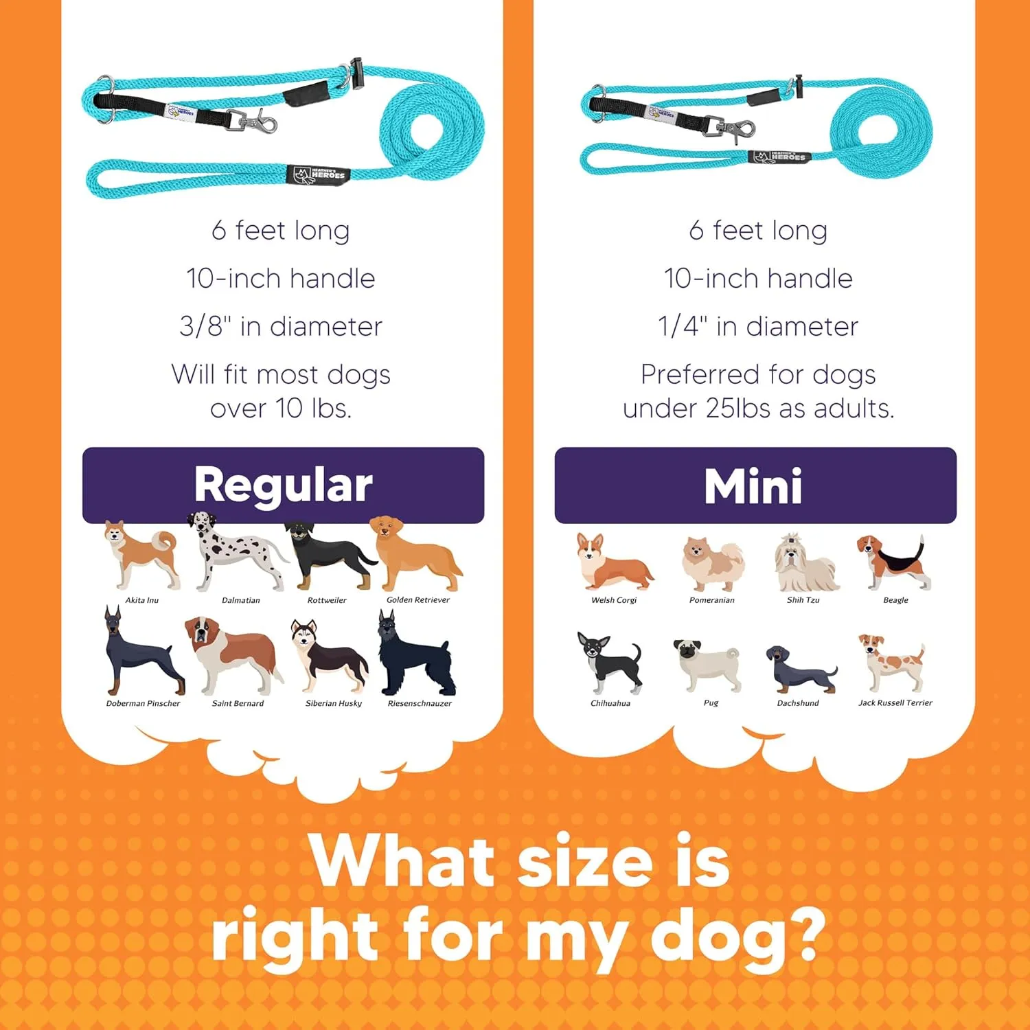 Heather's Heroes Sidekick Dog Headcollar with Leash - Effective Dog Training Tool for Leash Reactivity and Behavior Issues (Regular (3/8"), Turquoise)