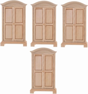 Hemoton 4pcs Miniature Furniture Tiny Closet for Doll House Mini Wooden Wardrobe Model Compact Design for Boys and Addition to Miniature Bedroom Dining Room Great