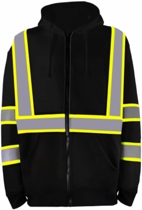 Hi Vis Vests, Building Night Safety Reflective Clothing Plus Fleece Hooded Zipper Sweatshirt Reflective Safety Vest