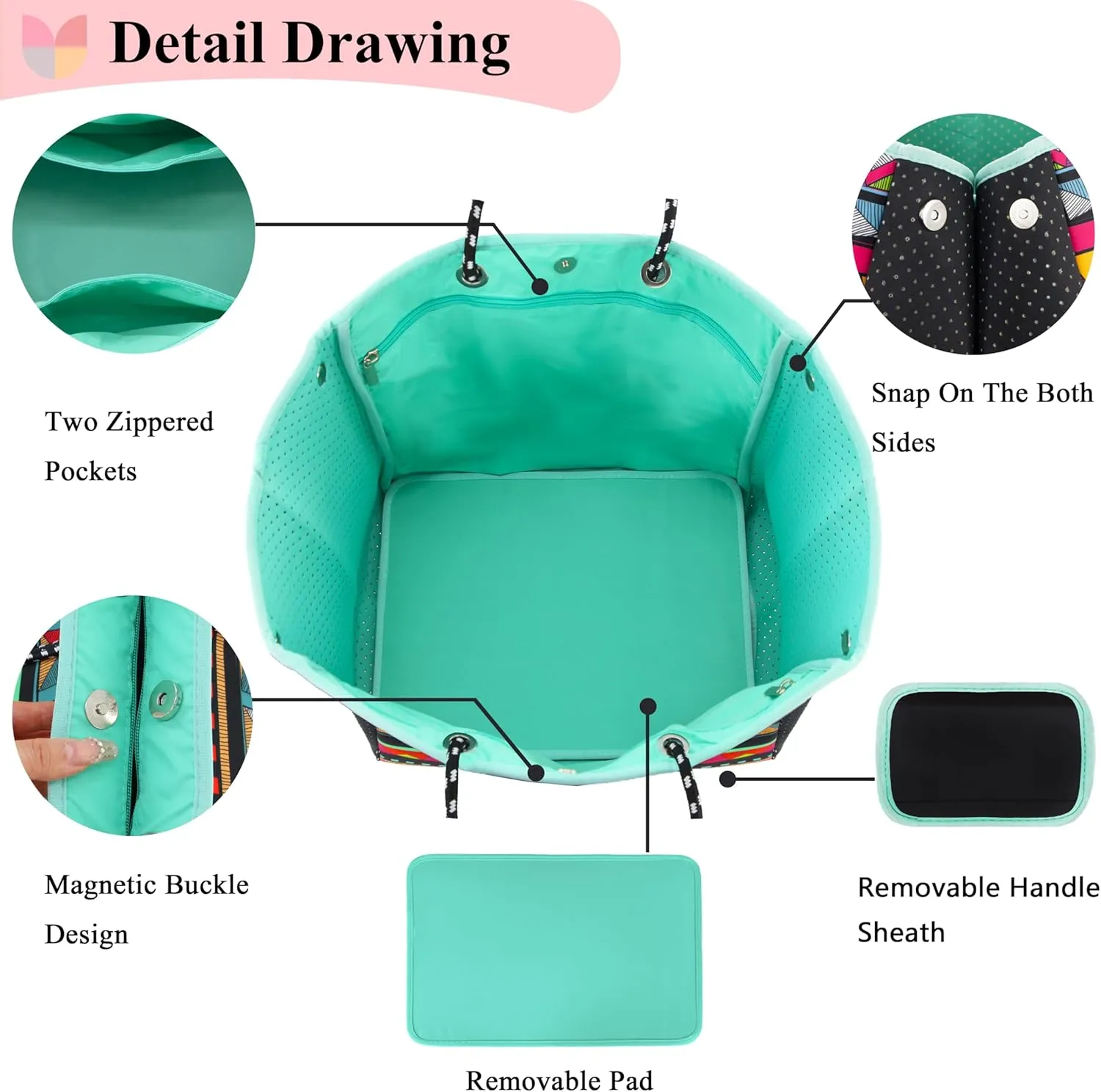 Hibala Neoprene Multipurpose Beach Bag,Gym/Travel/Pool Bag,Tote For Women&Men