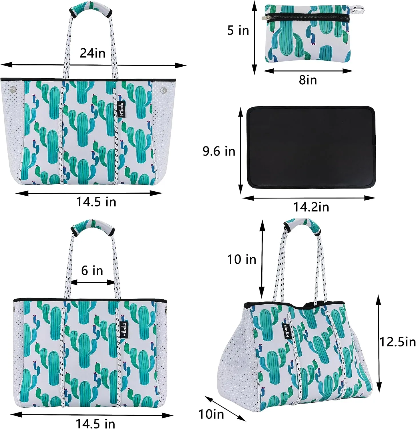 Hibala Neoprene Multipurpose Beach Bag,Gym/Travel/Pool Bag,Tote For Women&Men