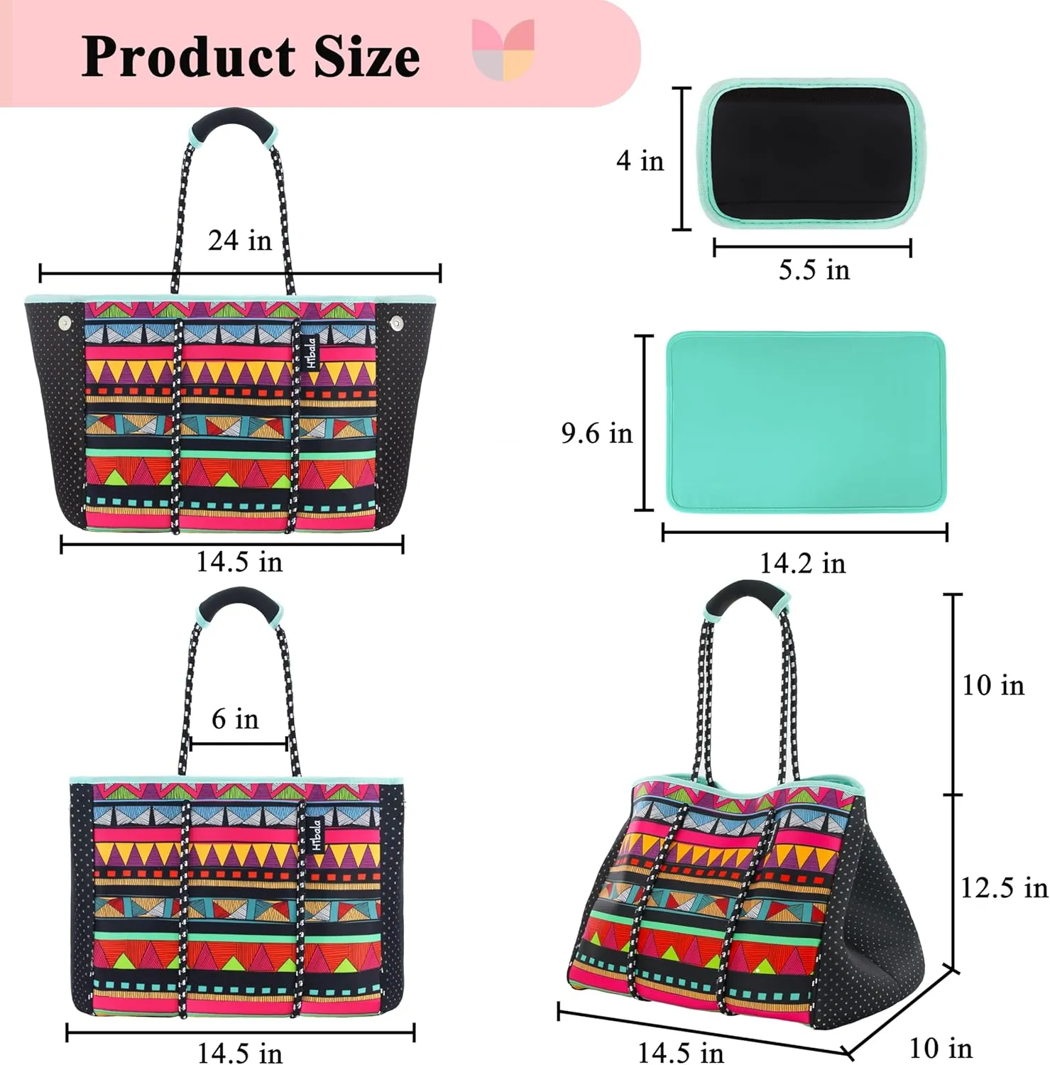 Hibala Neoprene Multipurpose Beach Bag,Gym/Travel/Pool Bag,Tote For Women&Men