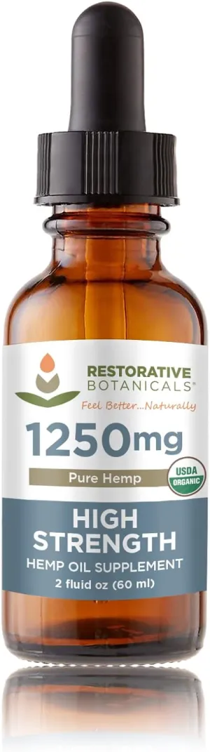 High Strength Hemp Oil - 1250mg Pure Hemp (2oz/60ml) 120 Servings