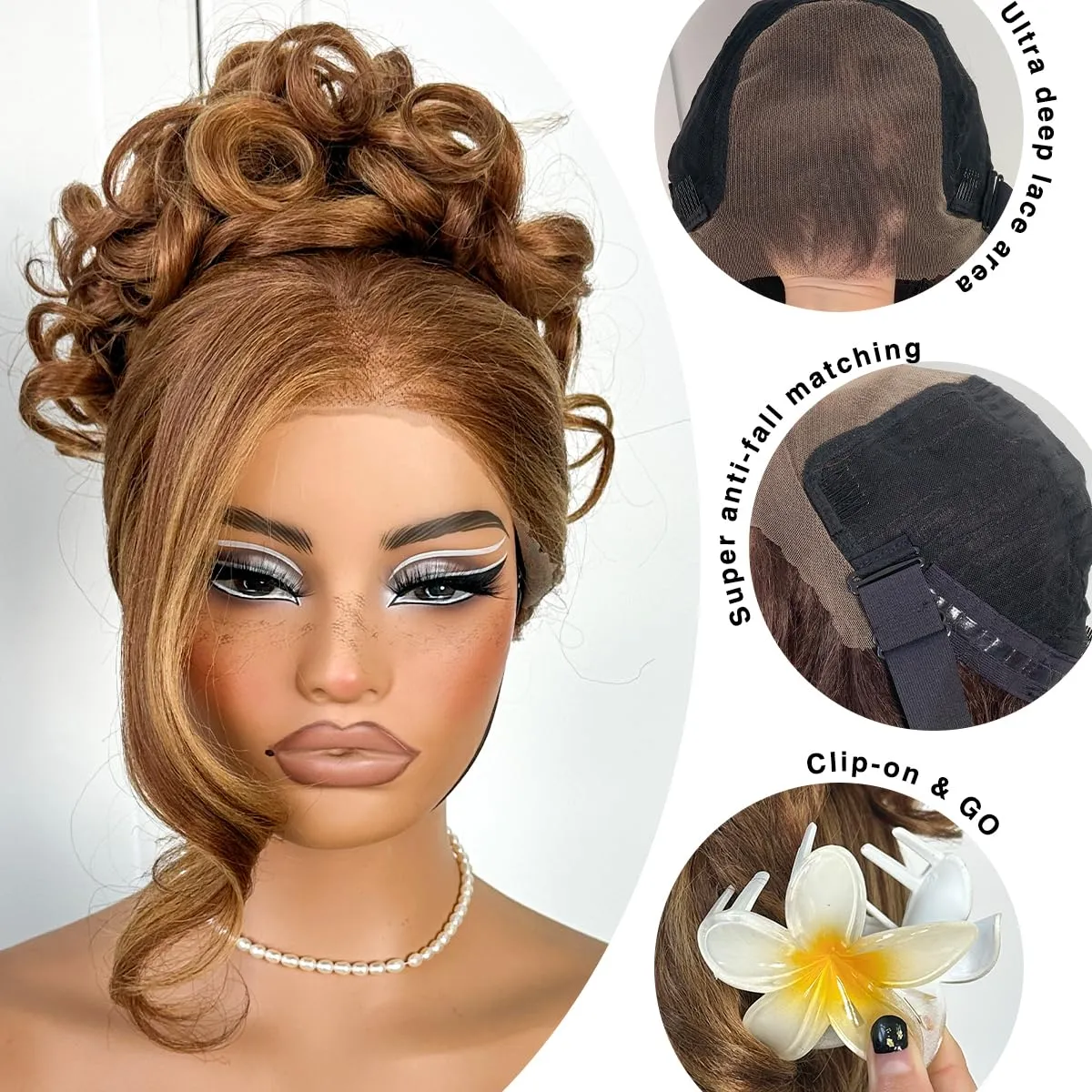 Highlight Ombre Glueless Lace Front Wig Pre Plucked 13x6 Synthetic Wear And Go Honey blonde Wig Yaki Body Wave Wig Pre-Cut