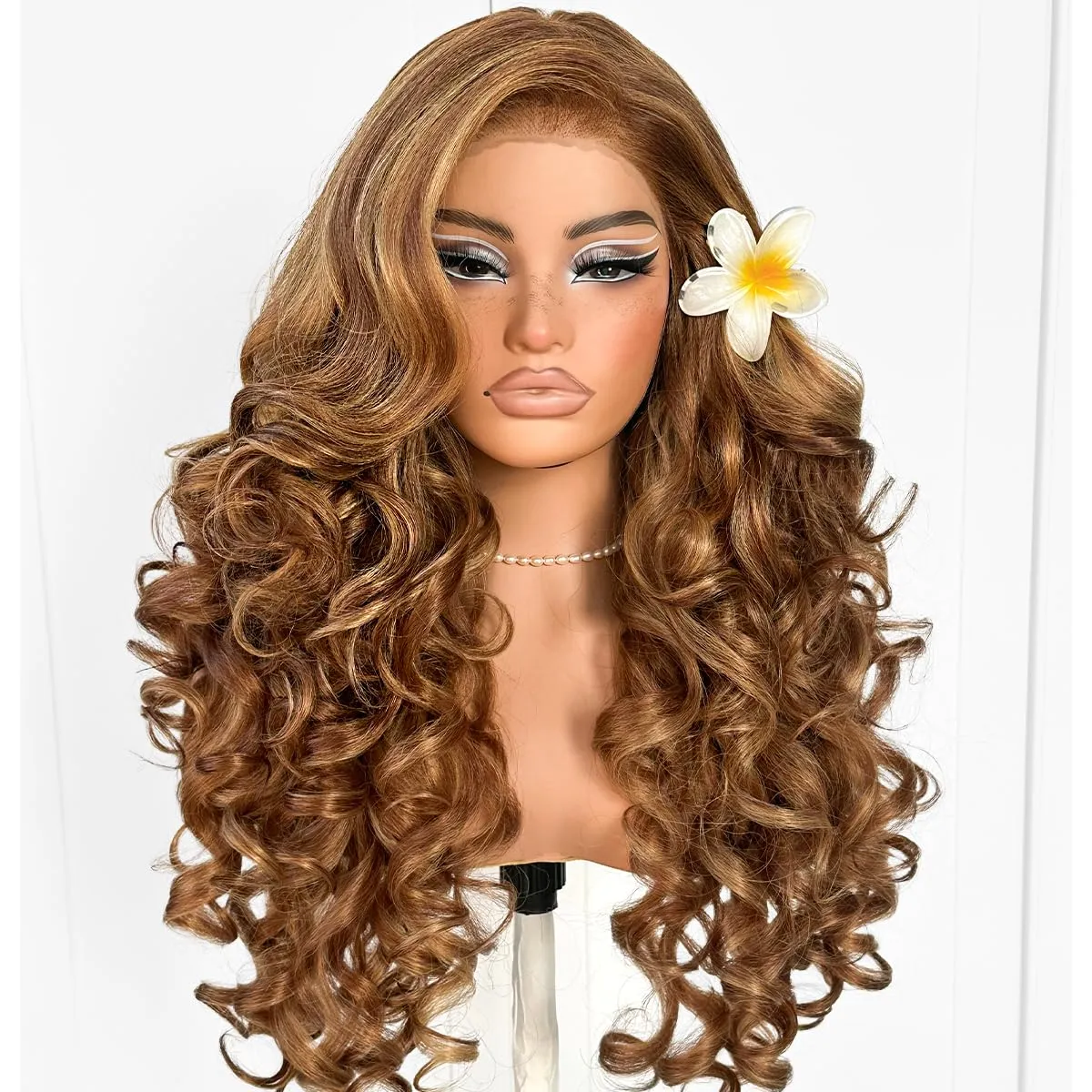 Highlight Ombre Glueless Lace Front Wig Pre Plucked 13x6 Synthetic Wear And Go Honey blonde Wig Yaki Body Wave Wig Pre-Cut