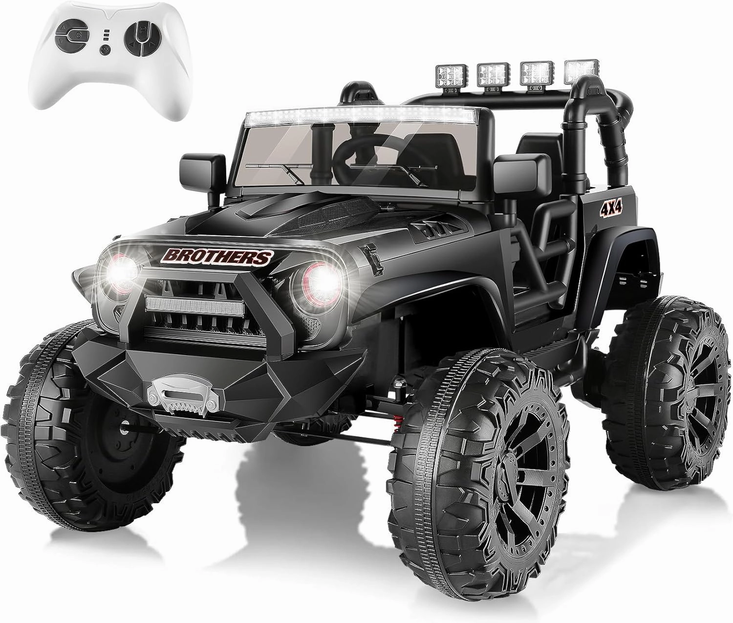 Hikole 24V Ride On Car with Remote Control, 2 Seater Electric Cars with Remote Control, Power Car Wheels w/Suspension, 2 * 200W Powerful Engine, Music Player, 3 Speeds, Led Lights, Black