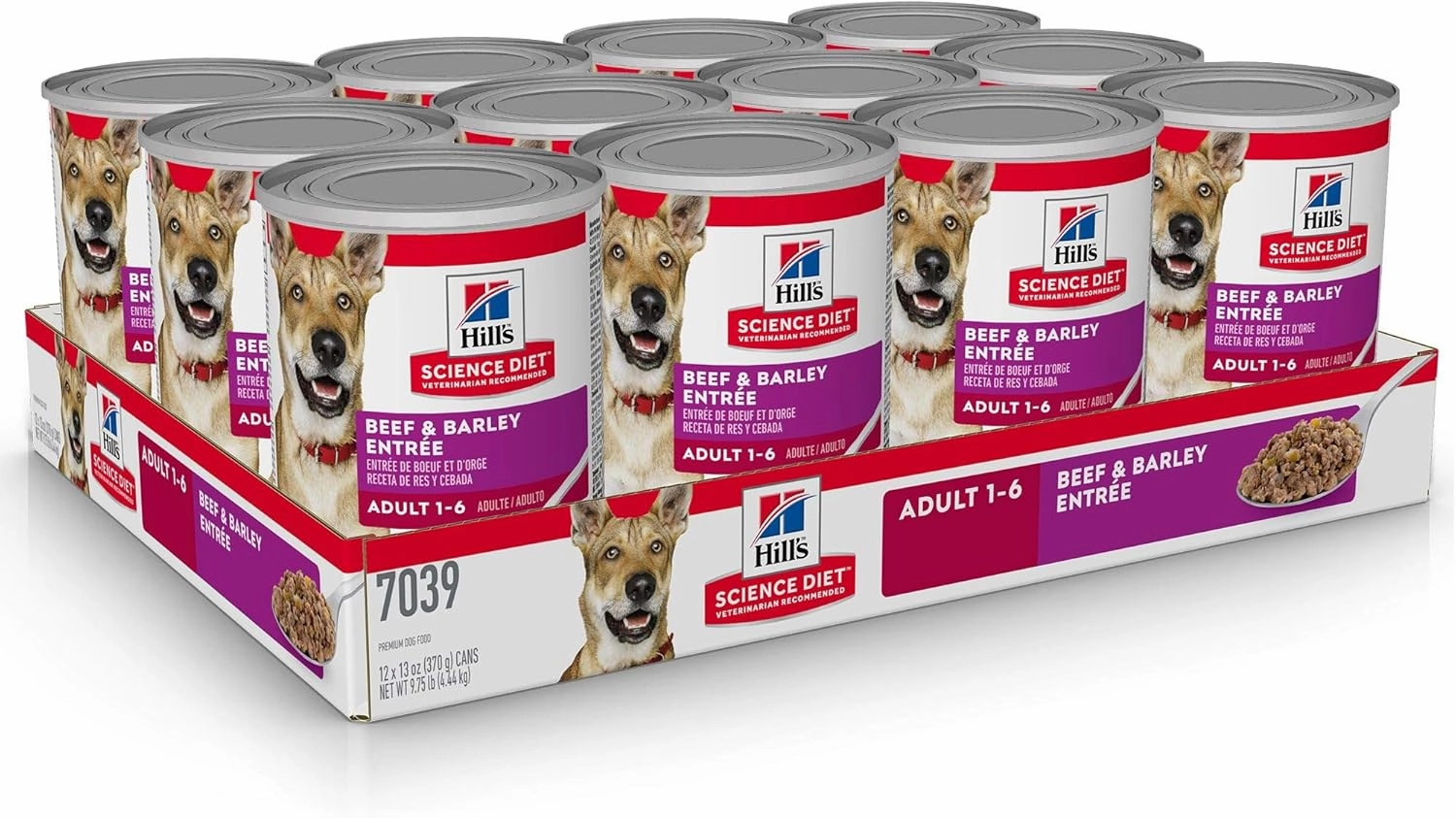 Hill's Science Diet Adult 1-6, Adult 1-6 Premium Nutrition, Wet Dog Food, Beef & Barley Loaf, 13 oz Can, Case of 12