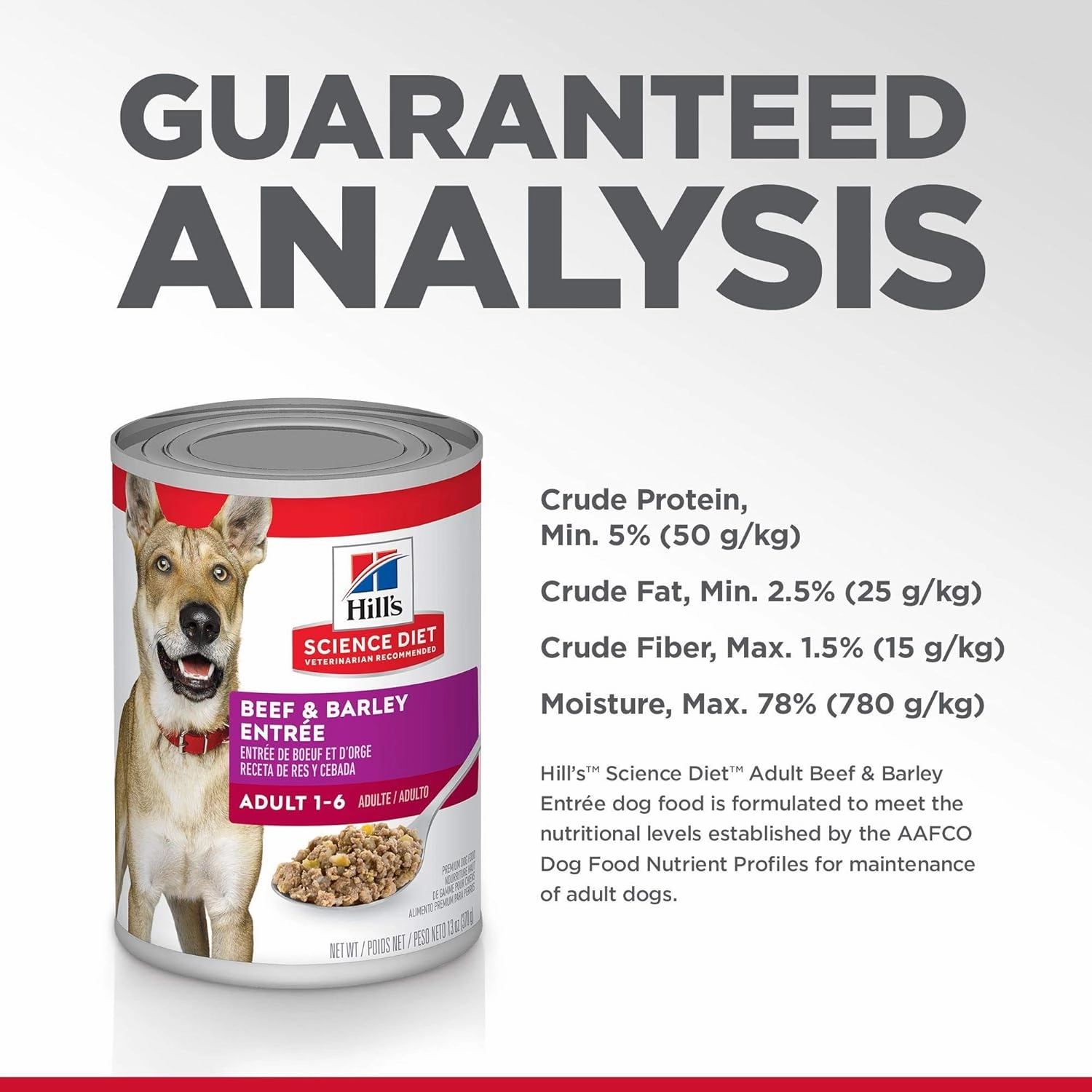 Hill's Science Diet Adult 1-6, Adult 1-6 Premium Nutrition, Wet Dog Food, Beef & Barley Loaf, 13 oz Can, Case of 12