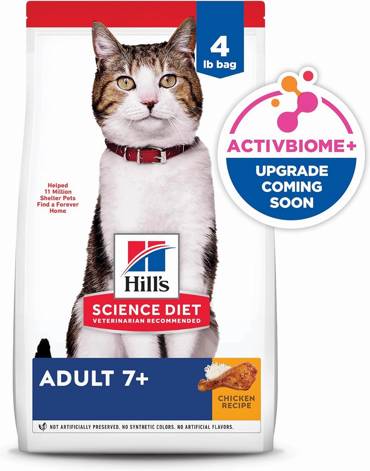 Hill's Science Diet Adult 7 , Senior Adult 7  Premium Nutrition, Dry Cat Food, Chicken Recipe, 4 lb Bag