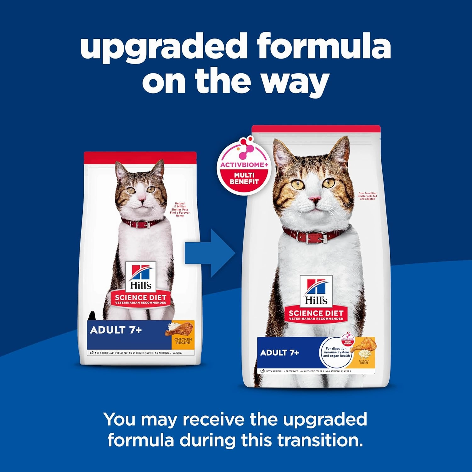 Hill's Science Diet Adult 7 , Senior Adult 7  Premium Nutrition, Dry Cat Food, Chicken Recipe, 4 lb Bag