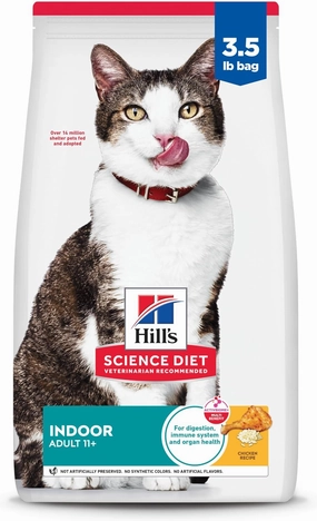 Hill's Science Diet Indoor, Senior Adult 11 , Easy Litter Box Cleanup, Dry Cat Food, Chicken Recipe, 3.5 lb Bag