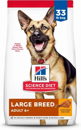 Hill's Science Diet Large Breed, Senior Adult 6 , Large Breed Senior Premium Nutrition, Dry Dog Food, Chicken Recipe, 33 lb Bag