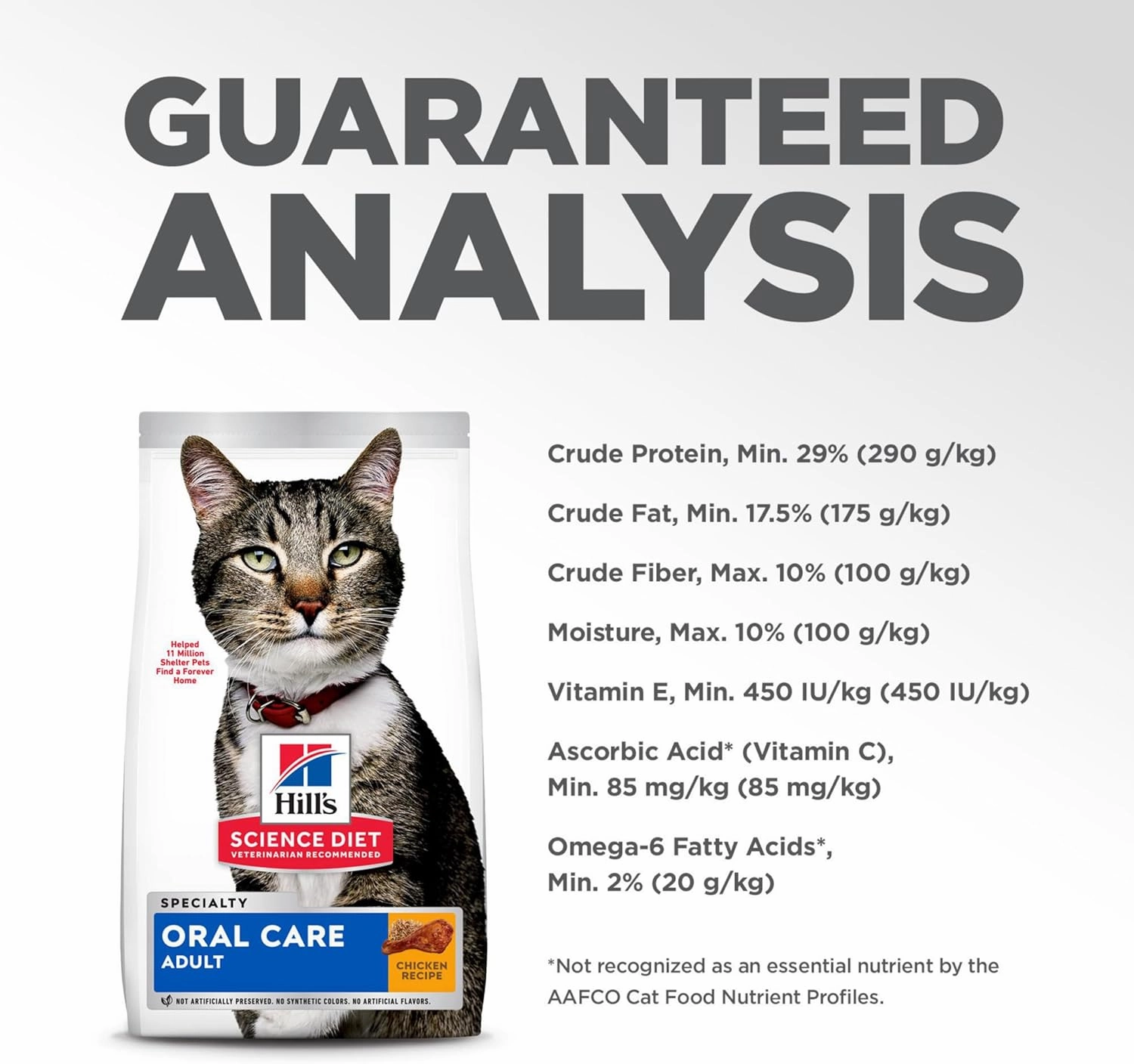 Hill's Science Diet Oral Care, Adult 1-6, Plaque & Tartar Buildup Support, Dry Cat Food, Chicken Recipe, 7 lb Bag