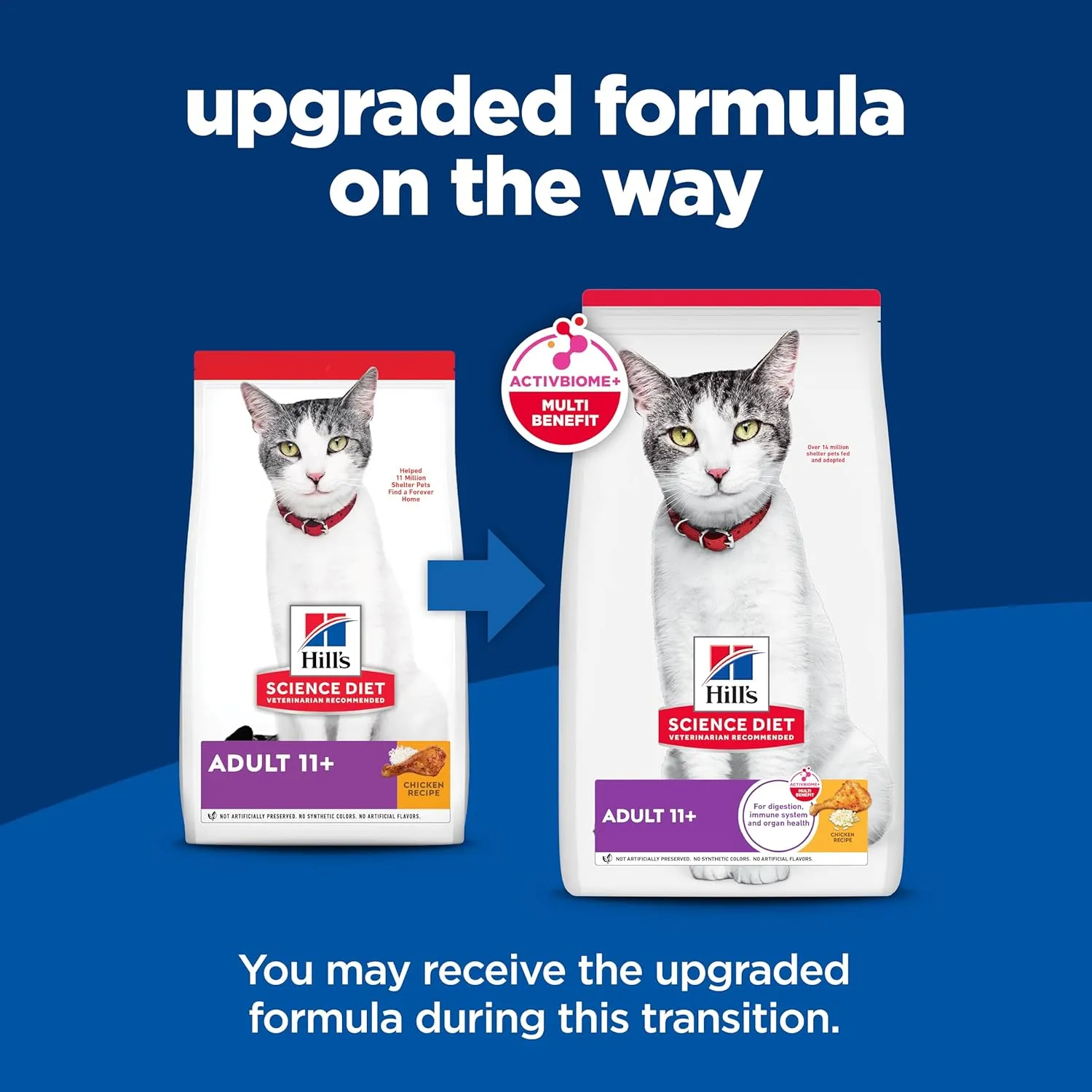 Hill's Science Diet Adult 11 , Senior Adult 11  Premium Nutrition, Dry Cat Food, Chicken Recipe, 15.5 lb Bag