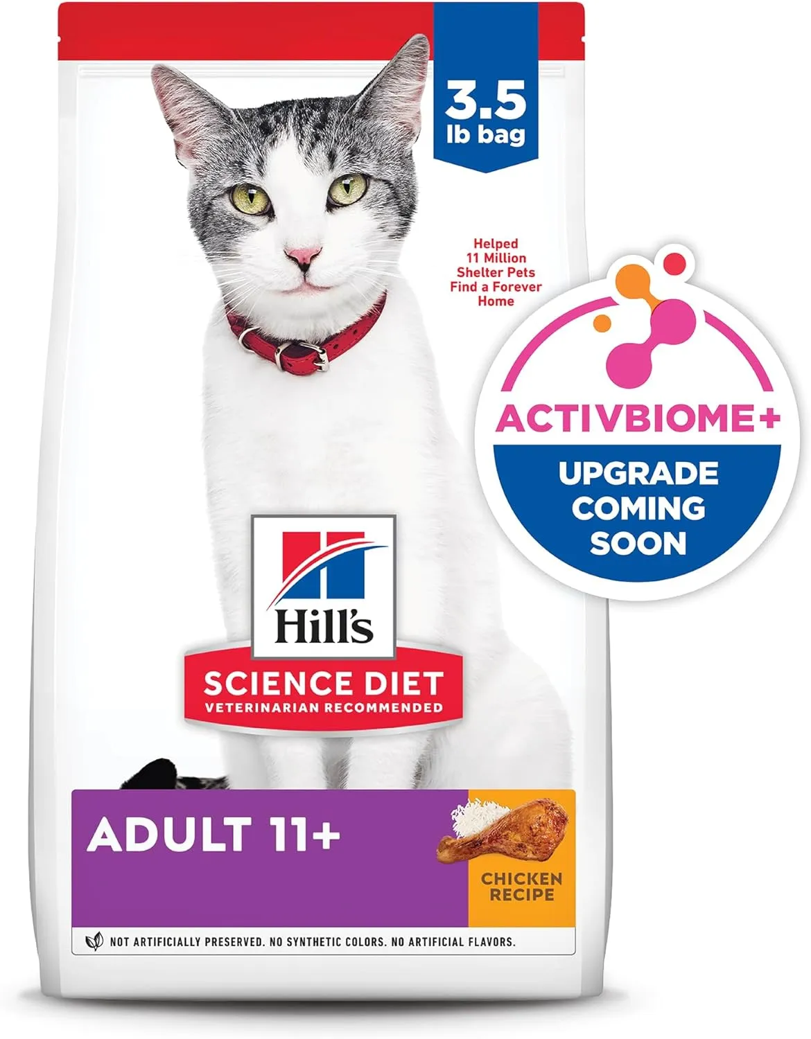 Hill's Science Diet Adult 11 , Senior Adult 11  Premium Nutrition, Dry Cat Food, Chicken Recipe, 3.5 lb Bag