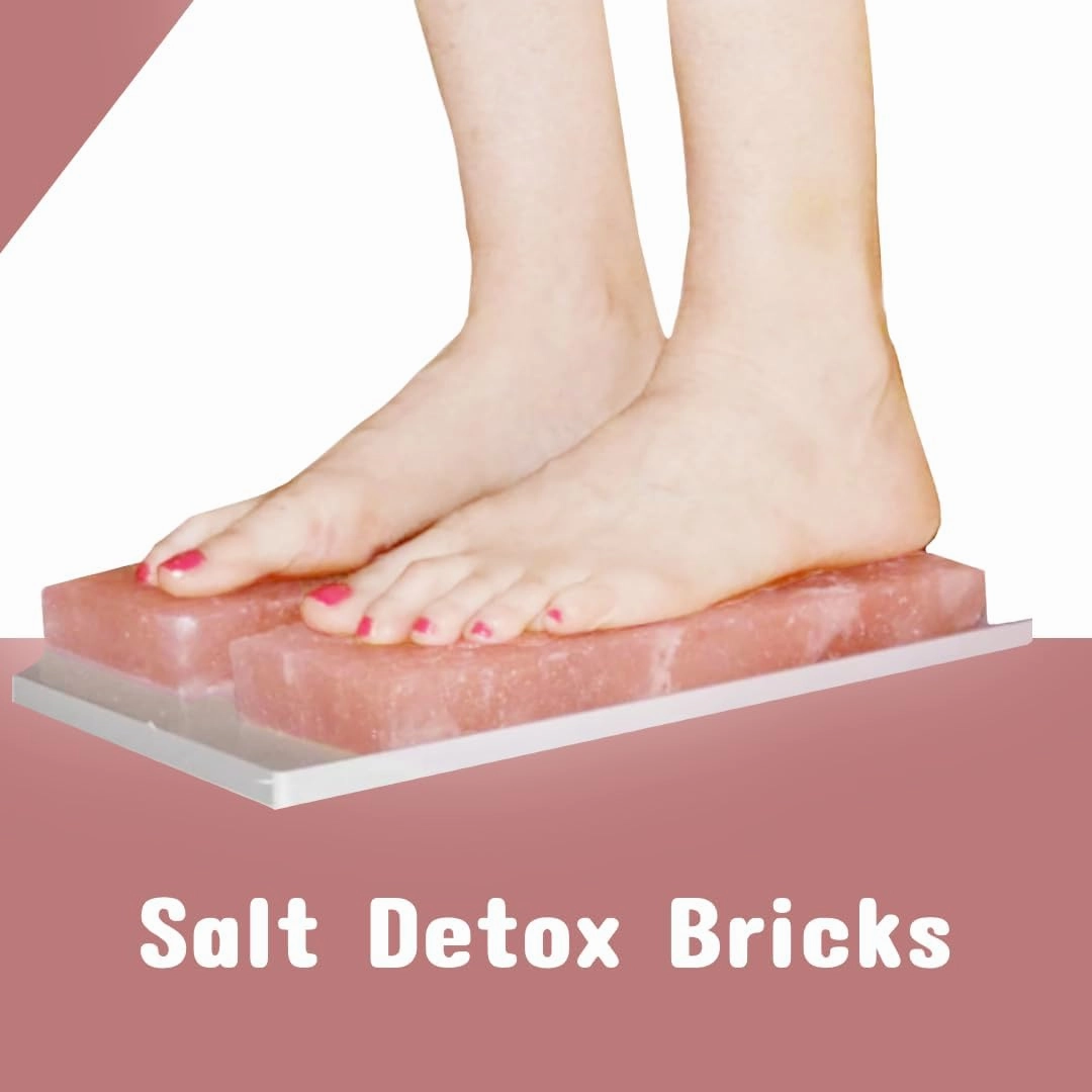 Himalayan Rock Salt Blocks for feet | Himalayan Salt Foot Detox Or Detoxer Block Removes Toxinx Pack of 2 Salt Bricks (8" 4" 2")