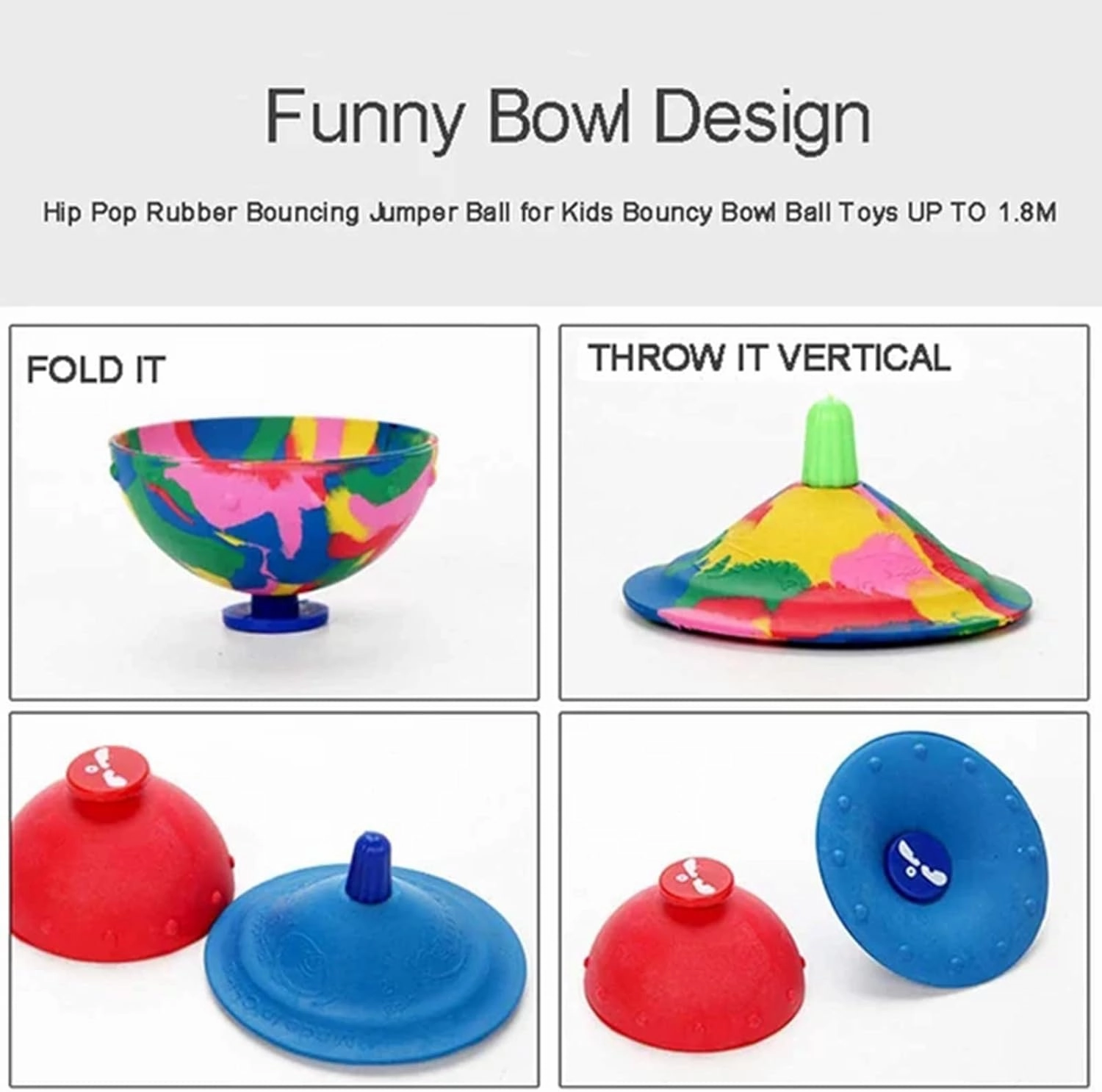 Hip Hop Jumping Fidget Toy, Creative Bounce Bowls, Camouflage Rubber Spinning Bowls, Outdoor Sports Kids Adult Stress Relief Toys (5PCS Normal Models)