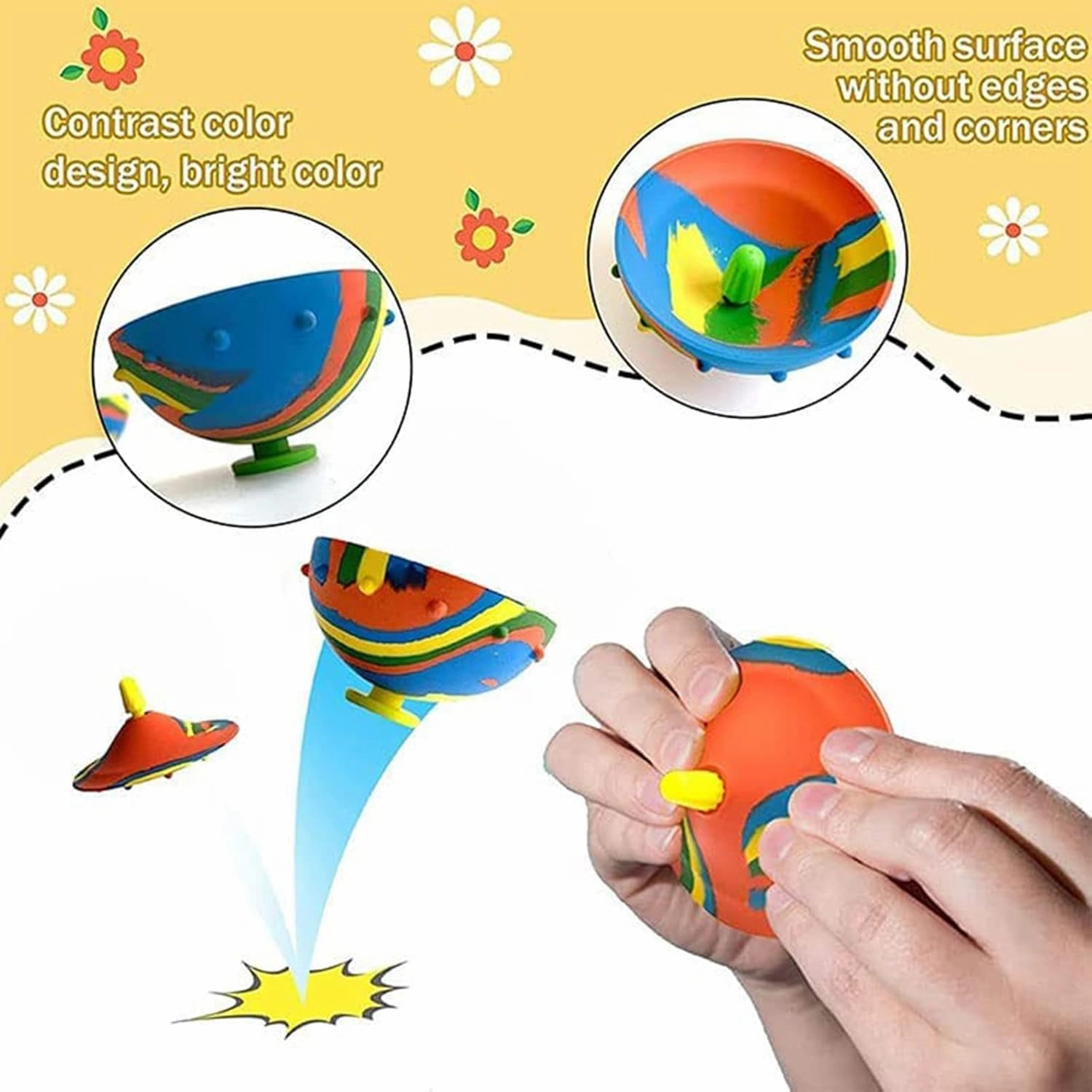 Hip Hop Jumping Fidget Toy, Creative Bounce Bowls, Camouflage Rubber Spinning Bowls, Outdoor Sports Kids Adult Stress Relief Toys (5PCS Normal Models)