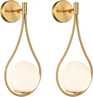 HOLKIRT Mid-Century Modern Wall Sconces Bathroom Globe Vanity Light Fixture Brass Set of 2