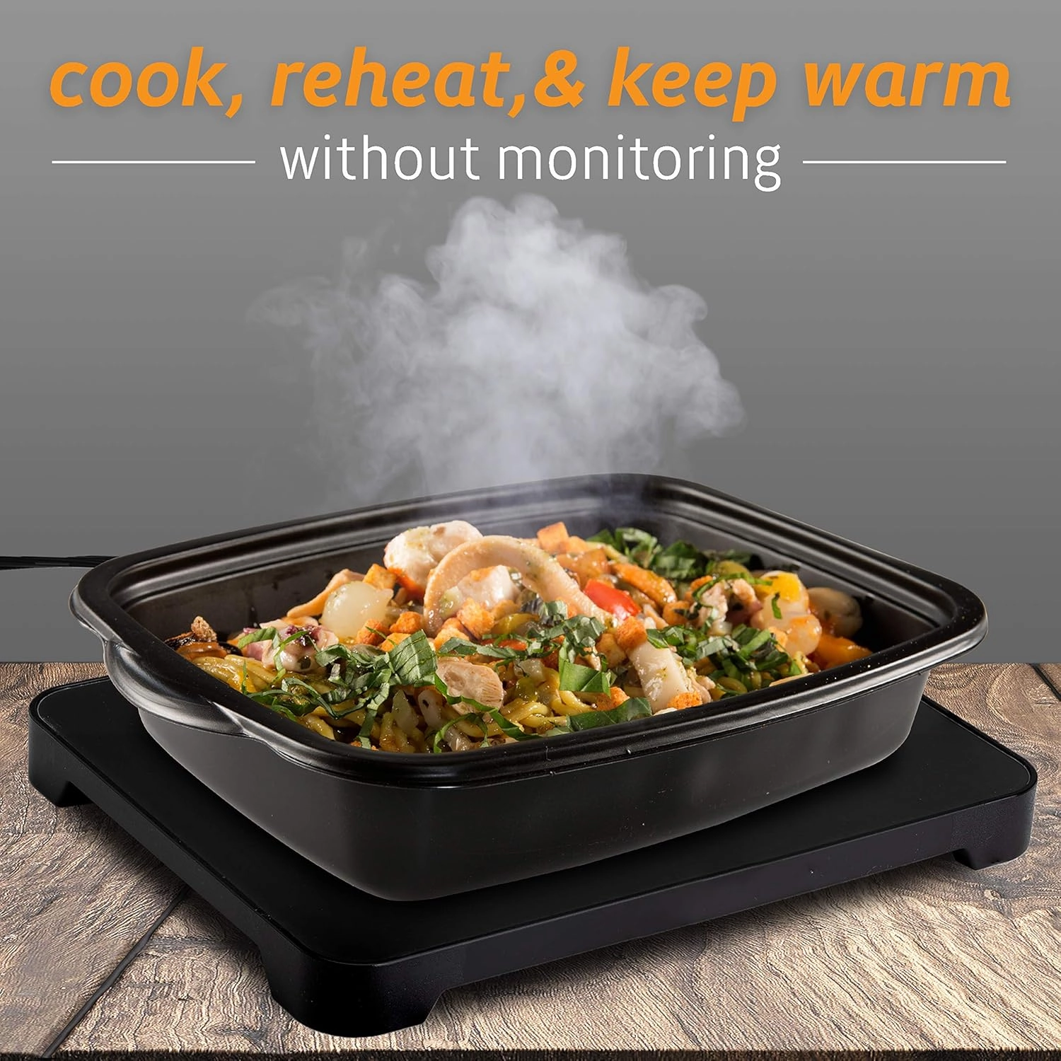 HOTLOGIC Mini Portable Electric Lunch Box Food Heater with Glass Container - Food Warmer and Heated Lunch Box for Adults Car/Home - Cook, Reheat, and Keep Your Food Warm - BLUE - 120V