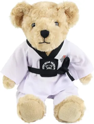 Houwsbaby Taekwondo Teddy Bear Stuffed Animal Karate Bear Martial Arts Plush Toy Adorable Gifts for Taekwondo Kids Black Belt Presents for Girls and Boys,8''