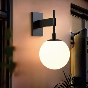 Hyunbae Outdoor Wall Sconce, 18.9" Large Size Wall Light, Exterior Light Fixtures Wall Mount for House, Globe Glass Front Porch Lights, Waterproof Outside Lighting Sconce Lamp with E26 Base