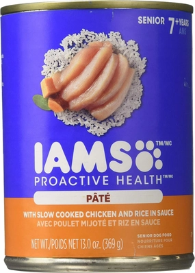 Iams Proactive Health Senior with Slow Cooked Chicken and Rice Pate, 13 Ounce (Pack of 12) - Packaging May Vary