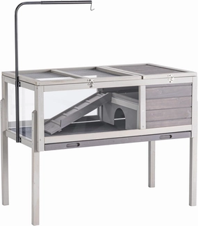 Indoor Tortoise House with Detachable Legs, Turtle Habitat Reptile Cage, Enclosure for Small Animals, Hamster, Lizards (Gray)