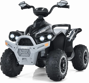 INFANS Kids Ride on ATV, 12V 4 Wheeler Quad Toy Vehicle with Music, Horn, High Low Speeds, LED Lights, Electric Ride On Toy, Battery Powered Wheels Car for Kids Over 3 Years Old (Black)