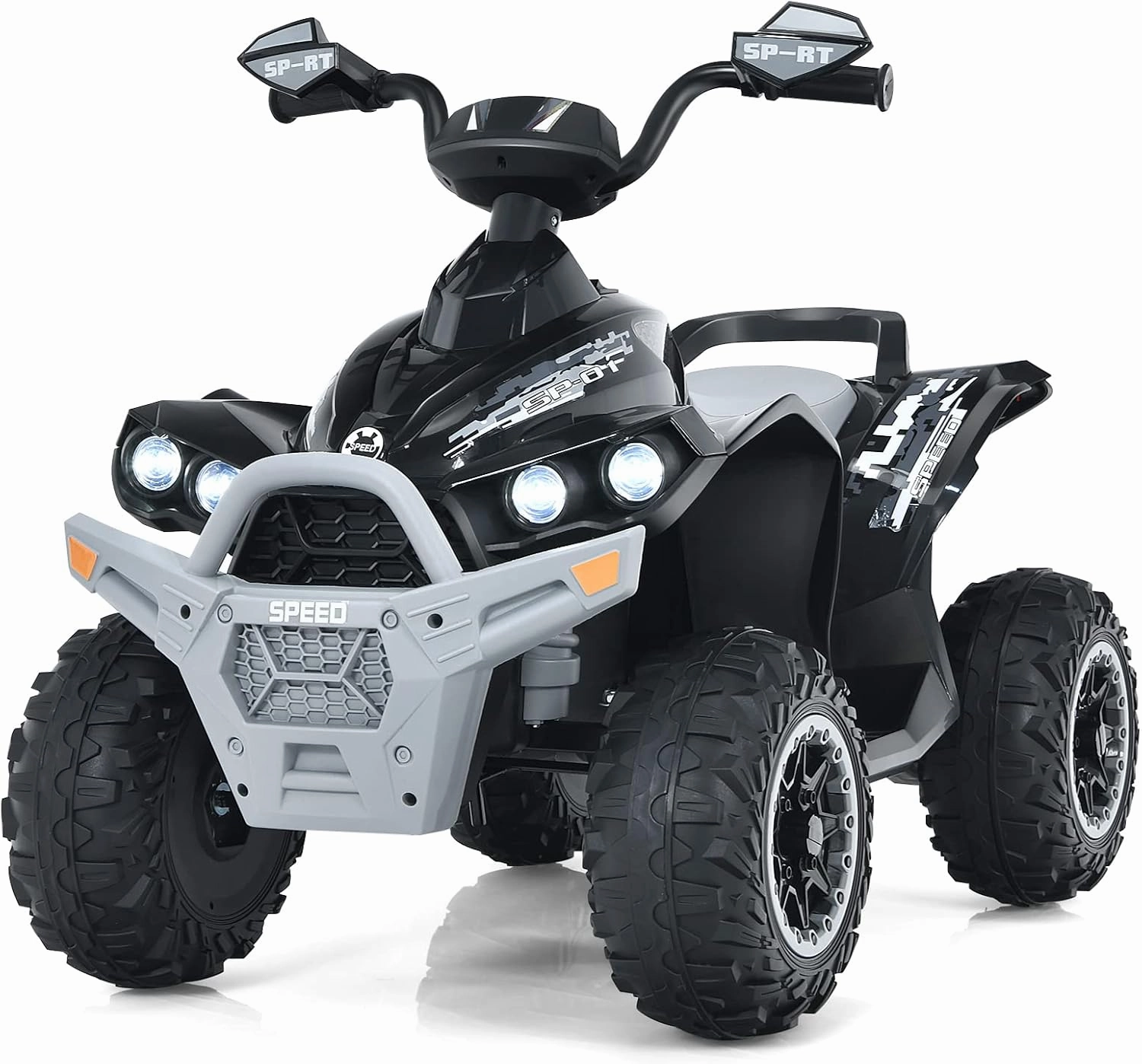 INFANS Kids Ride on ATV, 12V 4 Wheeler Quad Toy Vehicle with Music, Horn, High Low Speeds, LED Lights, Electric Ride On Toy, Battery Powered Wheels Car for Kids Over 3 Years Old (Black)
