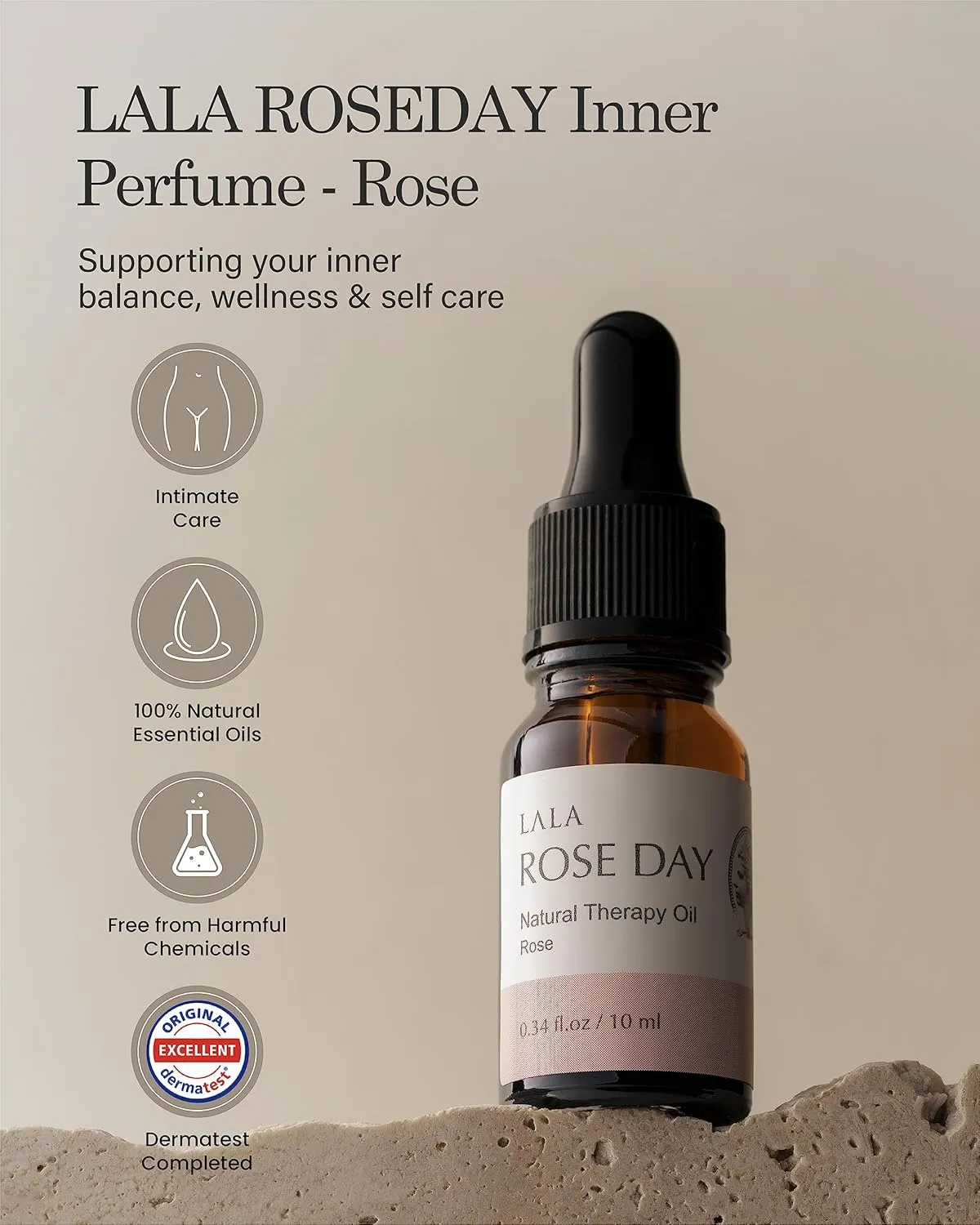 Inner Perfume Oil (Rose, 0.17fl oz) - Feminine Underwear Perfume for Women's Intimate Hygiene. Immunity-boosting, Feminine Care Solution with Natural Ingredients.